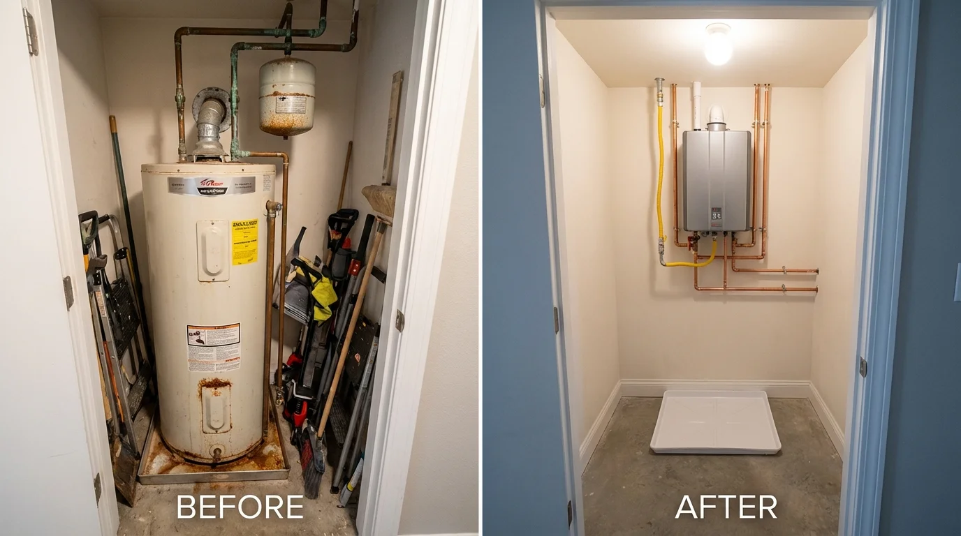 Tank water heater versus wall-mounted tankless unit comparison for Duncanville, TX homeowners